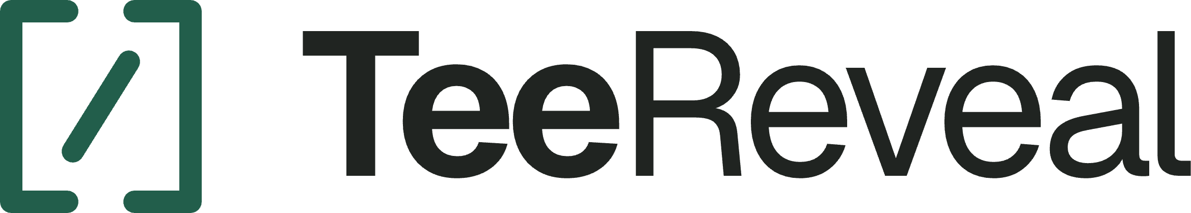 Official TeeReveal logo: forest mark and ink lettering
