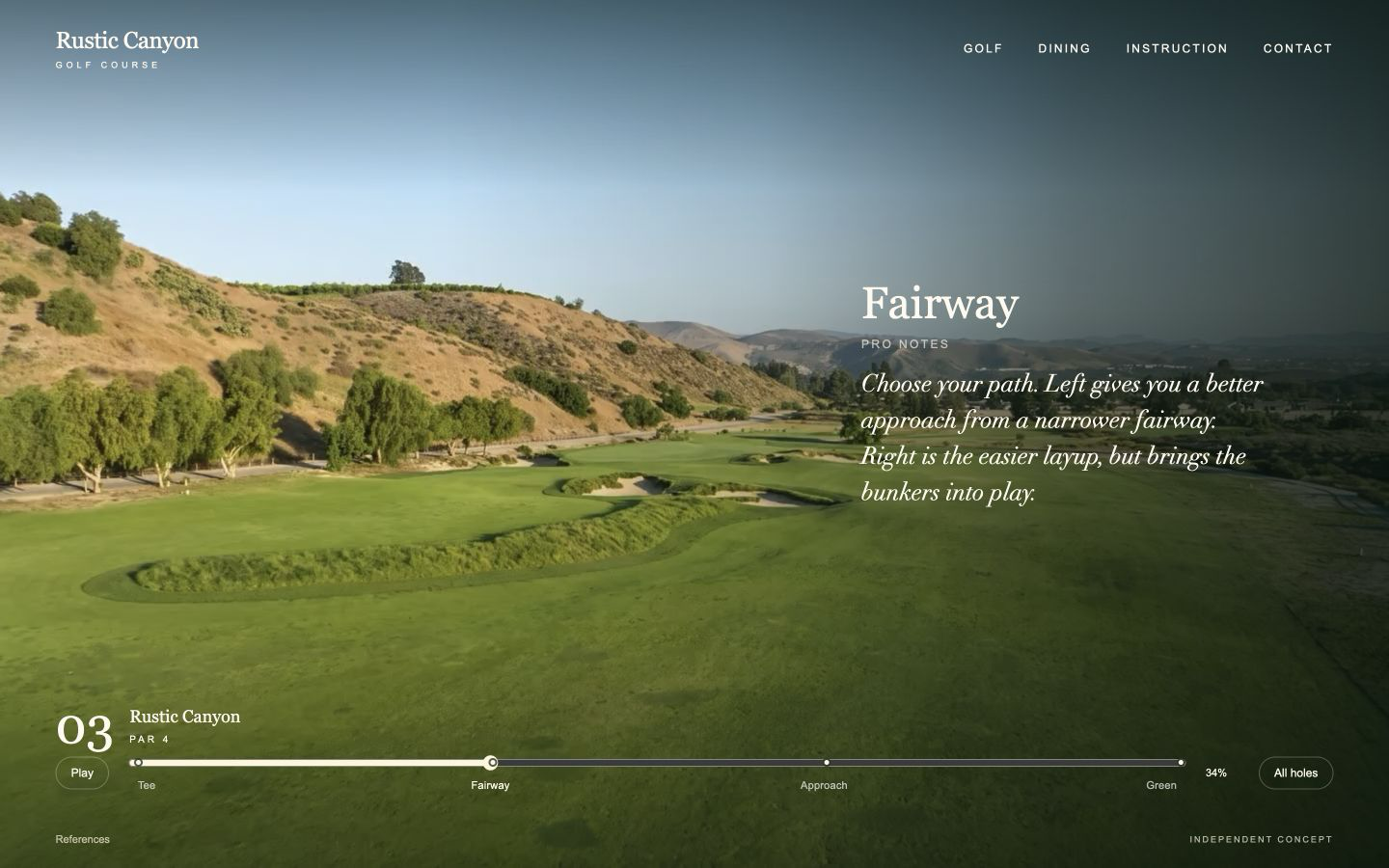 TeeReveal golf-course preview showing a fairway